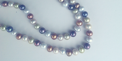 Freshwater dyed pearl necklace.