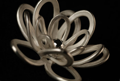 Large silver lotus flower ring.